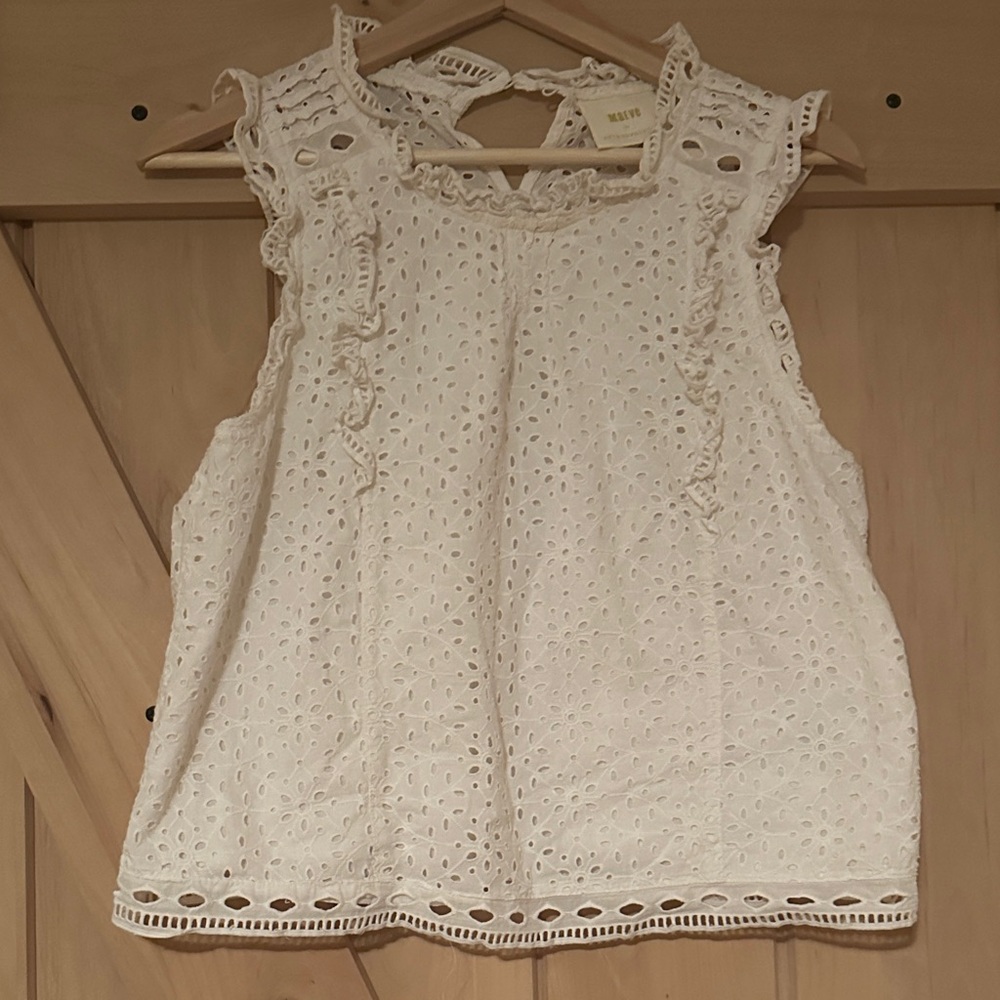 Anthropologie White Eyelet Crop Top